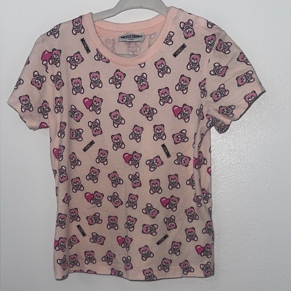 Moschino Pink Owl Print Short Sleeve Tee